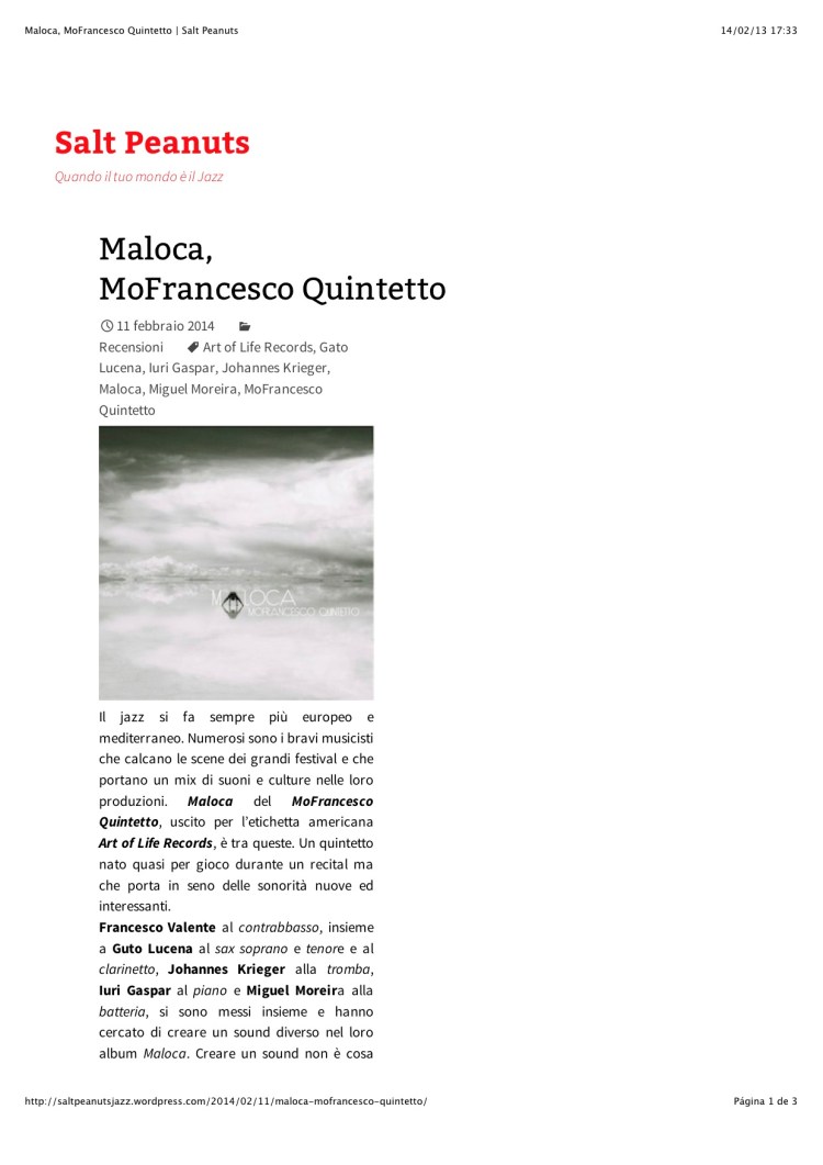 Maloca, MoFrancesco Quintetto | Salt Peanuts